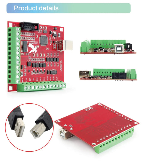 4 Axis USB Mach3 CNC Controller Card With 100KHz Plug And Play Breakout Board Red 4 Axis Linkage for CNC Router and Engraving Machine