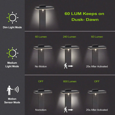 Solar Landscape Path Lights Outdoor Motion Sensor Garden LED Light Aluminum Waterproof 10 Hour Endurance Pathway Lights modes