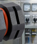Close-up of 2 Pack IP68 Industrial Breather Vents M12x1.5 Thread showing black valve and orange seal, used for electrical cabinets.