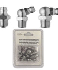 Utah Pneumatic 1/4in SAE stainless steel grease fittings kit, 12-piece, straight and angled zerk nipples