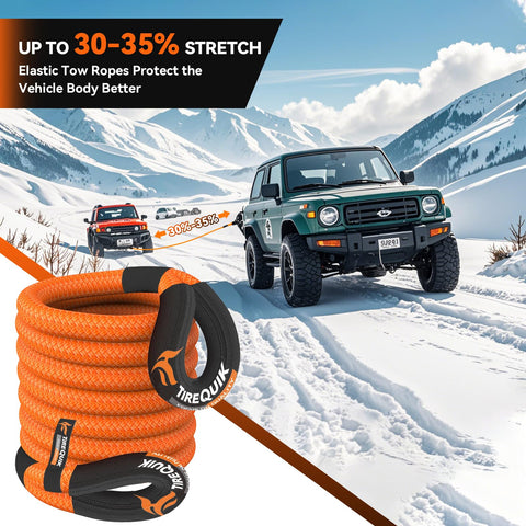 Kinetic Recovery Rope 1.26 Inch By 30 Ft Heavy Duty Offroad Snatch Strap Kit With 2 Soft Shackles 55000 Lb Breaking Strength