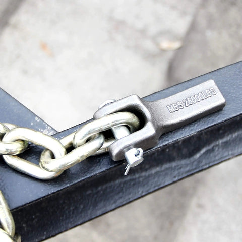 Weld-On 3/8 Inch Safety Chain Retainer For Truck Trailer Hitch Pack Of 2 Built Tough From Forged Steel With MBS 25000LBS Includes Zinc Plated Clevis Pin And Cotter For A Secure Weld On Install on trailer chain