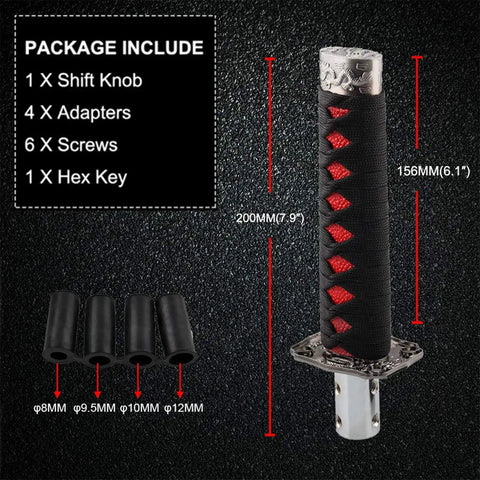 Dope Katana Style Shift Knob With Four Adapters Universal Fit For Most Manual Cars And Many Automatics Black And Red
