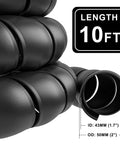 Hydraulic Hose Protector Spiral Wrap, 2 Inch Outer Diameter, 10 Foot Length, black polypropylene sleeve, close-up view