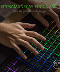Badass Gaming Keyboard Featuring Mechanical Membrane Keys Dope RGB Lighting Smooth As Silk Typing And Killer Tactile Click Feel Built For Players Who Want Top Shelf Performance Without Breaking The Bank with ergonomic wrist rest