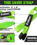 Offroad Recovery Kit With Snatch Block Pulley Ten Ton, Tree Saver Strap Three Inch By Eight Foot, And D Ring Shackles Three Quarter Inch, Winch Accessories For Cars, Trucks, SUVs, And ATVs, Heavy Duty Steel Gear For Rugged Trails; green 3 x 8 ft strap