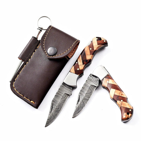 Handmade Damascus Pocket Folding Knife With Olive Wood Handle For EDC And Camping Tough As Nails 150 Layer Damascus Blade