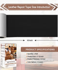 Self Adhesive Leather Repair Tape 4x63 Inches For Damaged Leather Furniture Sofa Car Seats And Leather Goods Black DIY Friendly Durable
