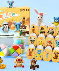 Air Dry Clay Kit For Kids With 12 Animal Sculpting Molds And 4 Vibrant Colors, Ultra Light Soft Modeling Clay, tools visible.
