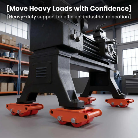 Four Piece Heavy Duty Machinery Skate Dolly With 360 Degree Rotation And PU Rollers For Moving Massive Industrial Equipment In Warehouse And Factory Settings, four-piece set