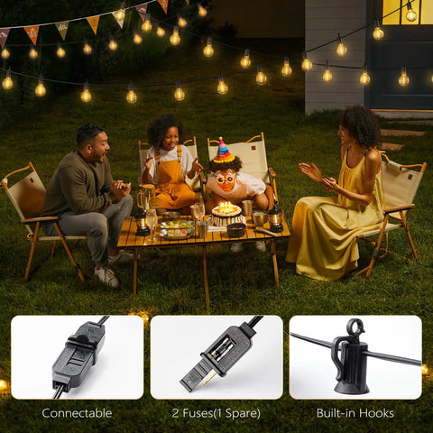 Outdoor string lights 35 ft globe LED bulbs shatterproof waterproof patio lights connectable up to 24 strands for backyard hangout