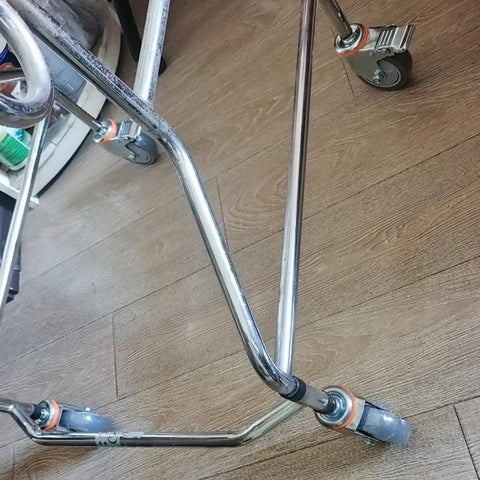 5 Inch Heavy Duty Castor Wheels With TPR Swivel Base, M12x30mm Threaded Stem, Dead Silent Roll, Floor Savers Rubber Tread, Set Of Four Industrial Casters visible on a cart frame.