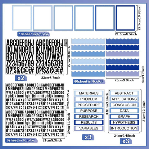 Science Fair Display Kit With 92 Pieces Including 60 Scalloped Border Trims 18 Presentation Subtitles 6 Science Fair Title Stickers 8
