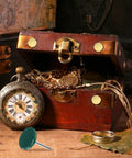 Kick Up Your Home Game With These Sick Green 11mm X 17mm Upholstery Tacks on a wooden chest with a vintage watch.