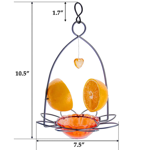 Orange Oriole Bird Feeder With Easy Clean Detachable Bowl, Durable Eco Friendly Plastic And Powder Coated Metal