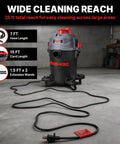 No Break Garage Beast Wet And Dry Shop Vacuum With Ultra Quiet Motor Killer Suction Power and Quick Grip Hoses for sweeping floor messes fast with 25 ft reach.