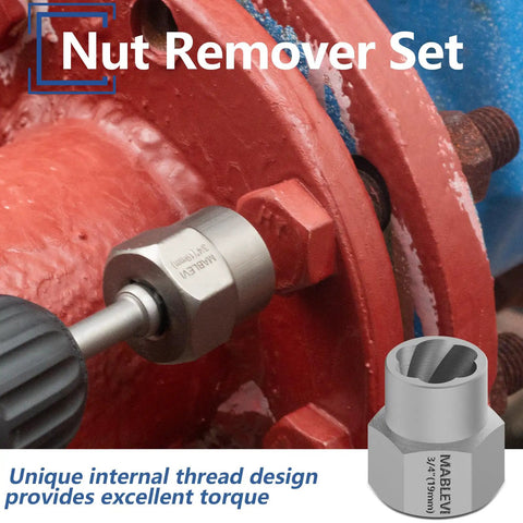 49 Piece Bolt And Screw Extractor Set With Left Hand Drill Bits in use on rusted pipe nut