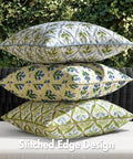 Outdoor Floral Pillow Covers Waterproof 20x20 Blue Green Canvas Polyester With PU Coating For Garden Patio Couch And Poolside Boho Farmhouse Decor Vibe For Indoor And Outdoor Use Weather Resistant Easy Care, stacked stitched edge