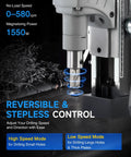 ZELCAN magnetic drill press with 2-inch bore and 1550W magnet for drilling metal, drill bit attached