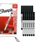 Premium Ultra Fine Permanent Markers In Black Offer A Solid Twelve Pack Kit with markers and packaging visible for various surfaces