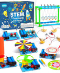 Seven In One STEM Kit For Kids Ages Eight To Twelve With Electric Motor Building And Seven Totally Fun Experiments displayed