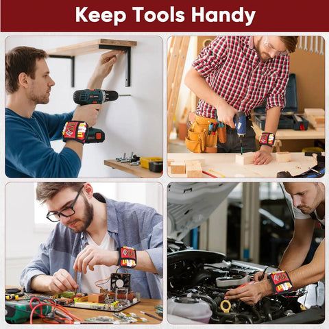 Magnetic Tool Mat Set With Wristband, Magnetic Pickup Tool And Inspection Mirror All In One Workshop Organizer For Garage Auto Repair And DIY Projects