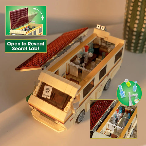 Breaking Bad RV Building Kit 477 Piece Dope Model Of Walter White Rolling Camper Van With Secret Lab Interior display