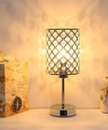 Crystal Bedside Lamp With Touch Control And USB C And USB A Ports 3 Way Dimmable Modern Table Lamp Small Nightstand Light