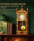 Vintage Retro Swing Clock Building Kit With Functional Analog Movement And Alarm 751 Piece Mechanical Model on mantel