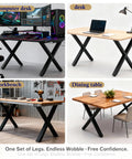 Rock Solid Heavy Duty 28 Inch Metal Dining Table Legs Set Of 4 With Adjustable Feet And X Frame for various tables