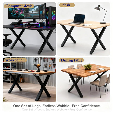 Rock Solid Heavy Duty 28 Inch Metal Dining Table Legs Set Of 4 With Adjustable Feet And X Frame for various tables