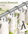 Double Shower Curtain Hooks For Curtain And Liner, Rustproof Metal Rings With Smooth Glide, 12 Pack on floral shower curtain