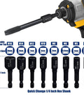 8 Piece M4 To M16 Screw Tap Socket Set With One Quarter Inch Hex Shank Quick Change Machine Tap Holder For Impact Driver