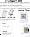 Illustration of 1.54inch E Paper AIoT Development Board With 200x200 Display Black And White Dual Wi Fi and Bluetooth features