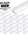 25 Pack Adhesive Base Sign Holders With Strong Backing For Counters And Shelves, Multipurpose Sign Displays For Restaurants, Retail And Warehouses, Easy Peel And Stick, 1 By 3 Inch clear PVC