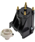 Marine Distributor Cap Kit For Select GM 4 Cylinder Engines With Delco EST Ignition, Brass Inserts, PBT PET Body, shown from side