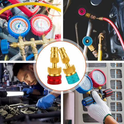 R1234YF To R134A Quick Coupler Kit With Blue Low Side And Red High Side Adapters for car air conditioning service