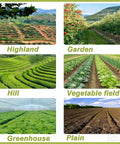 Collage of diverse agricultural fields; highland, garden, hill, vegetable field, greenhouse, and plain landscapes.
