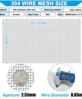 304 Stainless Steel Mesh Screen 11 X 24 Inches 8 Mesh Non Rusting 2.55mm Hole Beekeeping Vent Cage Garden Window Roll detail