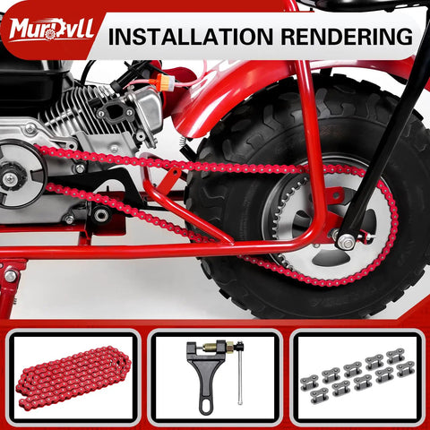 Installation of Heavy Duty 420 Chain 132 Link Chain With Breaker Tool And Links For 50cc To 212cc Dirt Bikes Go Karts ATVs