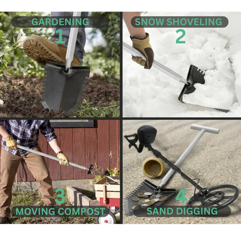Metal Detecting Shovel for Gardening, Snow Shoveling, Compost Moving, Sand Digging. Heavy Duty Root Slayer with Serrated Blade.