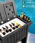 85 Quart Wheel Cart Cooler For Patio And Pool Deck Party Outdoor Beverage Station with open ice chest and bottle opener