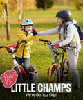 Kids wearing Kids Cycling Gloves With Non Slip Palm Grip Half Finger Design For Boys And Girls outdoors on bikes