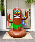 Inflatable Luau Tiki Pool Ring Toss Set With 4 Rings And Tiki Base 25 Inch Tiki Toss Beach Party Toy For Adults Indoor Outdoor Summer Pool Games