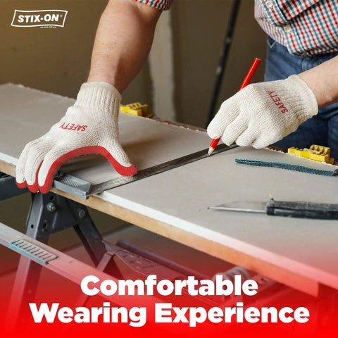 Red Latex Cotton Work Gloves 200 Pairs Non Slip Grip Nitrile Dipped Rubber Palm Coated For A Firm Grip Heavy Duty Construction Moving