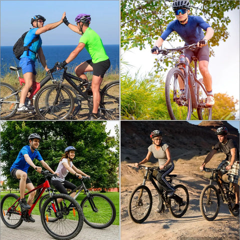 Cyclists enjoying rides with Adjustable Bike Stem Riser Extender 1-1/8 Inch, 28.6mm Clamp, Aluminum Alloy Lightweight Build.