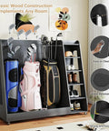 Wooden Golf Bag Organizer With Wheels For Garage And Home Use Holds 3 Golf Bags And Gear Durable Gray Storage Rack