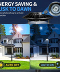 Beast Mode Bright Adjustable 60W 80W 100W LED Post Top Light With Photocell comparing auto on and off outside a house