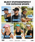Collage of people wearing Mesh Breathable Sports Visor for Men and Women Adjustable All Day Lightweight Quick Dry Sun Hat