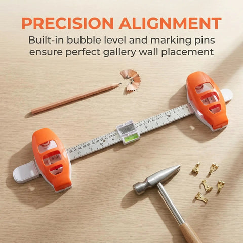 Picture Hanging Level Tool And Frame Positioning Ruler With Built In Bubble Level For Dead On Accuracy Sturdy Abs Wall Decor Alignment Guide That Takes All The Guesswork Out Of Hanging Heavy Frames And Gallery Walls